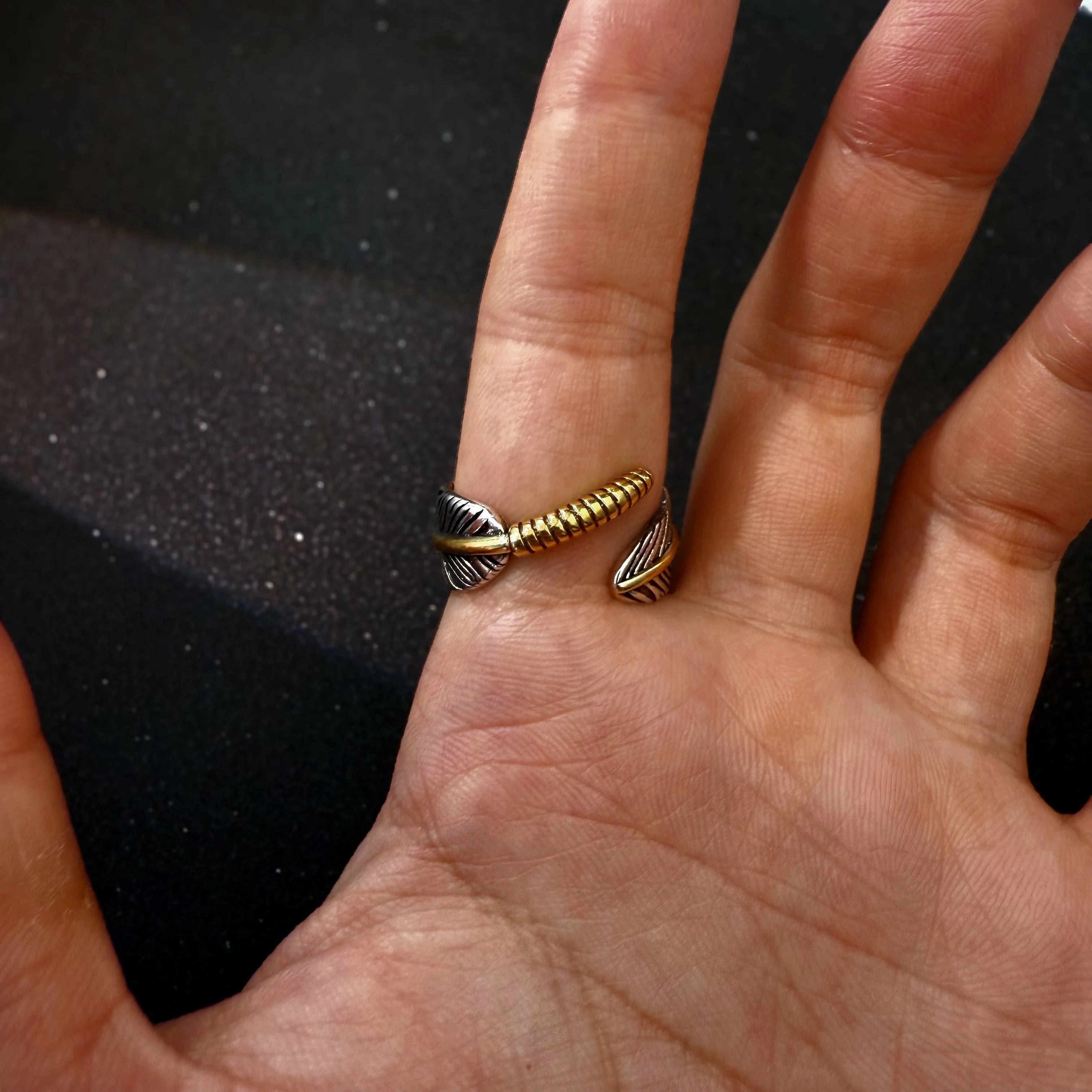 Golden Feather Open Ring — Copper