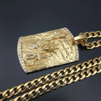 Iced Out Statue of Liberty Pendant — Cuban Chain, Stainless Steel