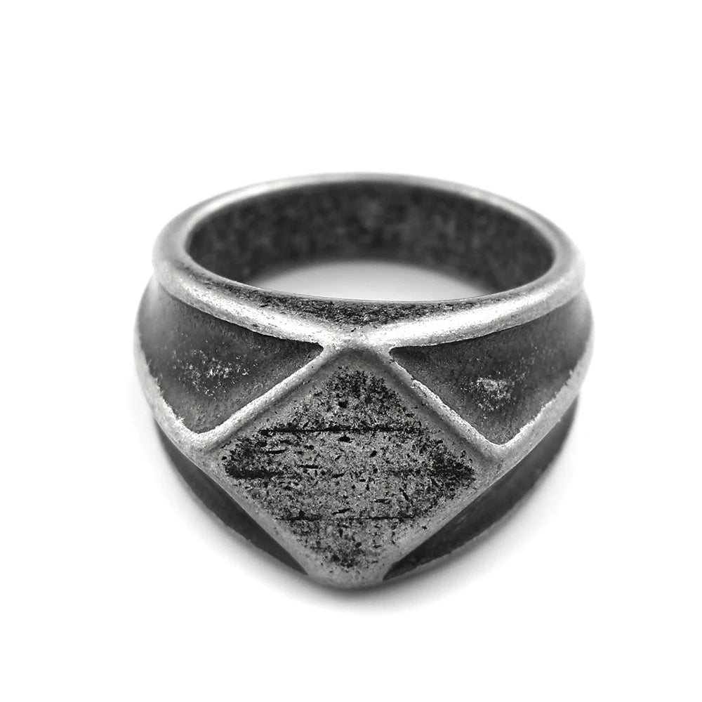 Vintage Geometric Rhombic Signet Ring — Stainless Steel
