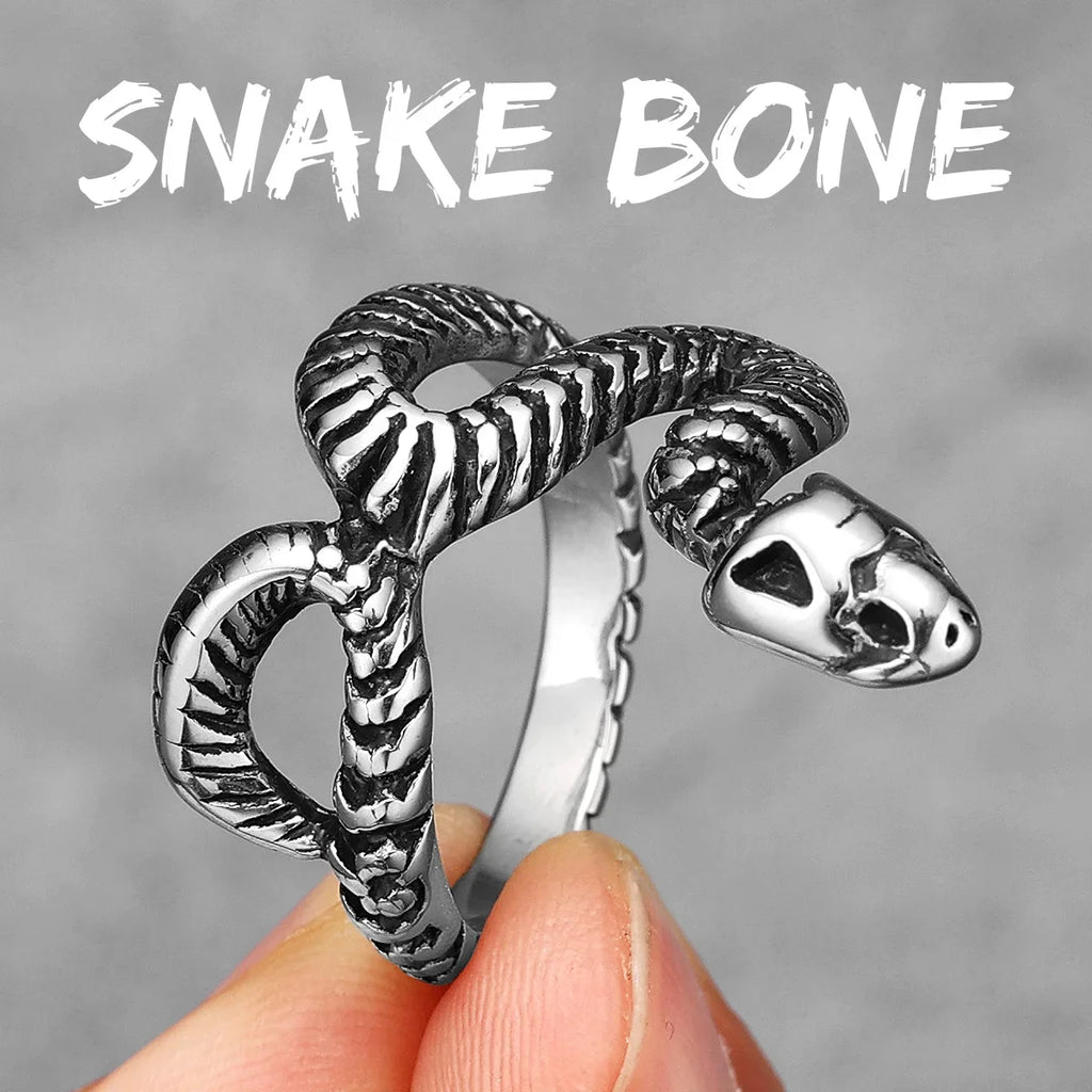 Poisonous Snake Ring 316L Stainless Steel Men Rings Rock Punk Vintage for Male Rider Jewelry Accessories Best Gift