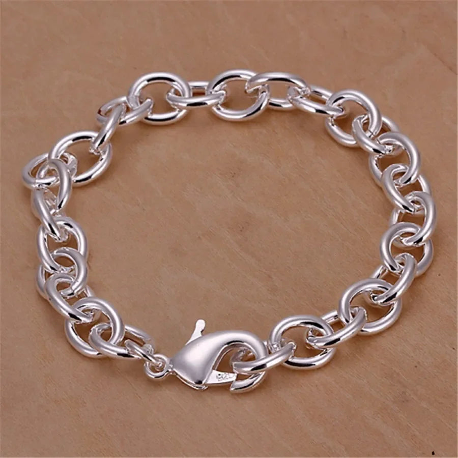 Twisted Chain Bracelet for Men & Women — Silver-Tone, Simple