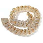 24MM Gold Iced Out Bubble Cuban Chain Necklace
