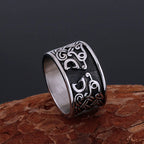 Vikings Stainless Steel Simple Double Wolf Head Ring Scandinavian Celts Knot Symbol Amulet Ring Handmade Punk Hip Hop Jewelry