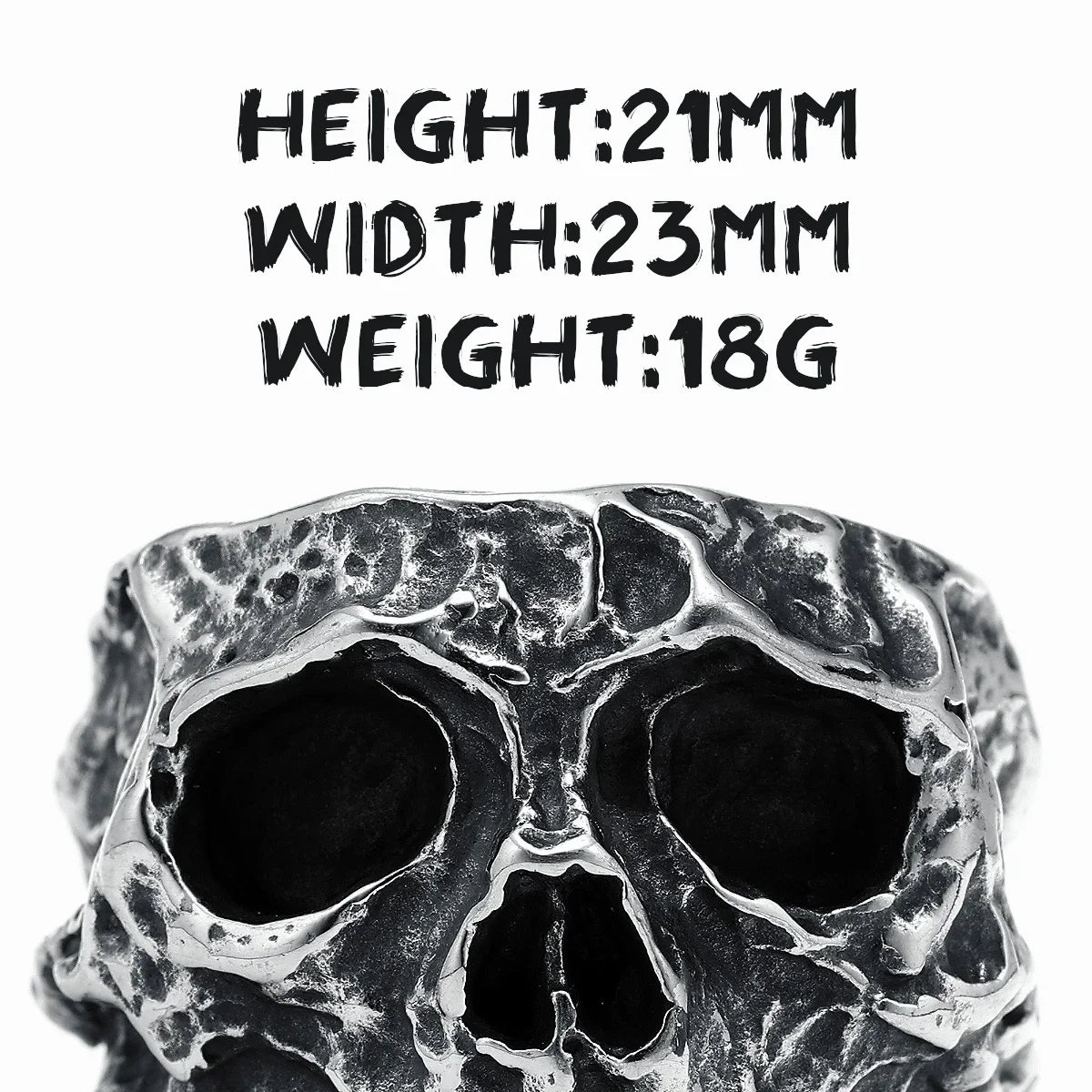 Broken Skull Cranium Ring — Stainless Steel