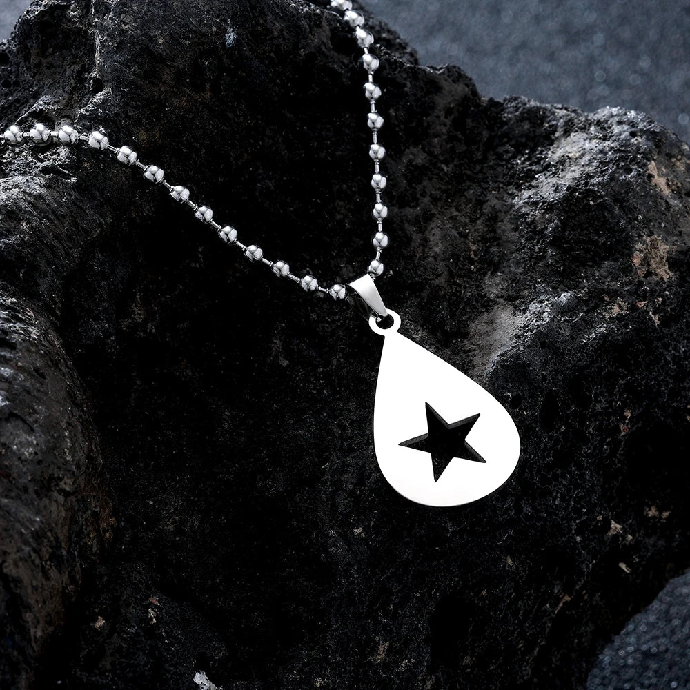 Hollow Pentagram Pendant Necklace — Stainless Steel