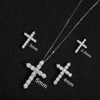 Full Moissanite Cross Pendant Original Sterg Sliver Chain Plated White Gold Fine Necklace For Women Jewelry