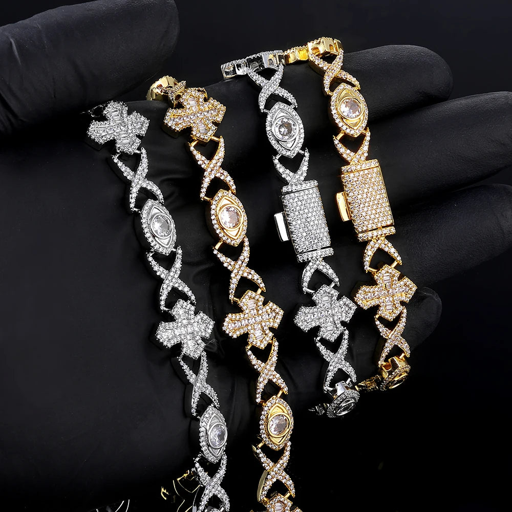 Cross Cuban Chain Necklace Iced Out Stainless Steel