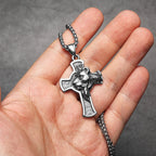 Lion King Cross Pendant Necklace — Stainless Steel