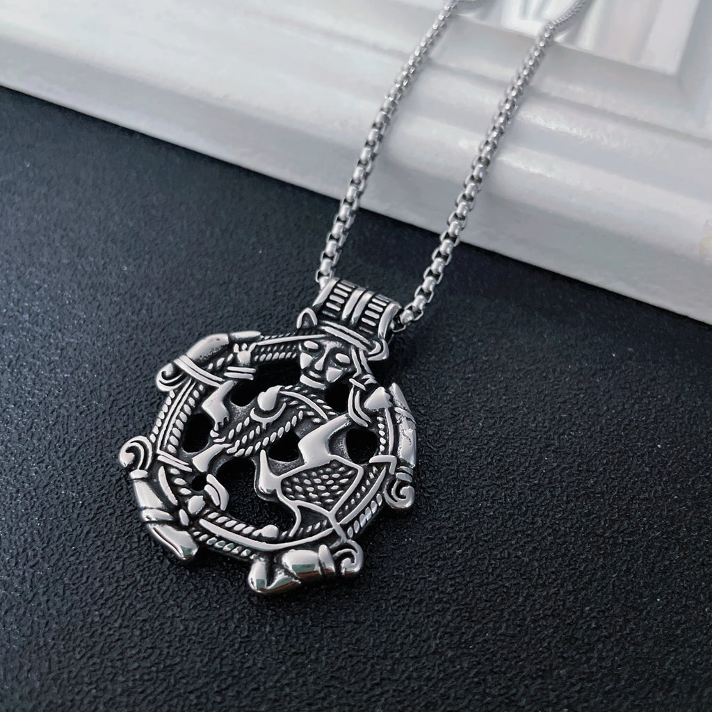 Norse Celtic Knot Beast Pendant Necklace — Stainless Steel