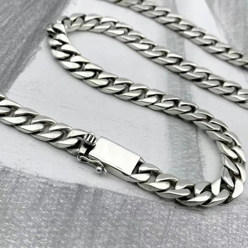 100% Solid S925 Sterling Silver Necklace For Men Women 925 Silver Chains Original Certified Punk Couple Jewelry Gift
