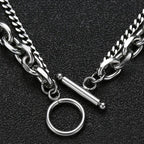 Stainless Steel Cuban Chain Bracelet For Men OT Buckle Double Layer Link Braslet Bangle Casual Accessories Pulseria Hombre Joias