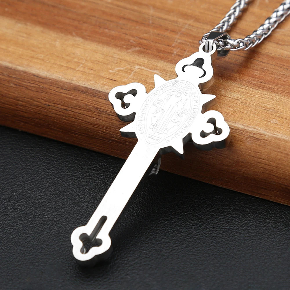 Cross Jesus Christ Steel Pendant 316L Religious