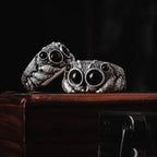 Black Agate Jumping Spider Ring Personalized Electroplated Copper Animal Open Rings Adjustable Opening Fashion