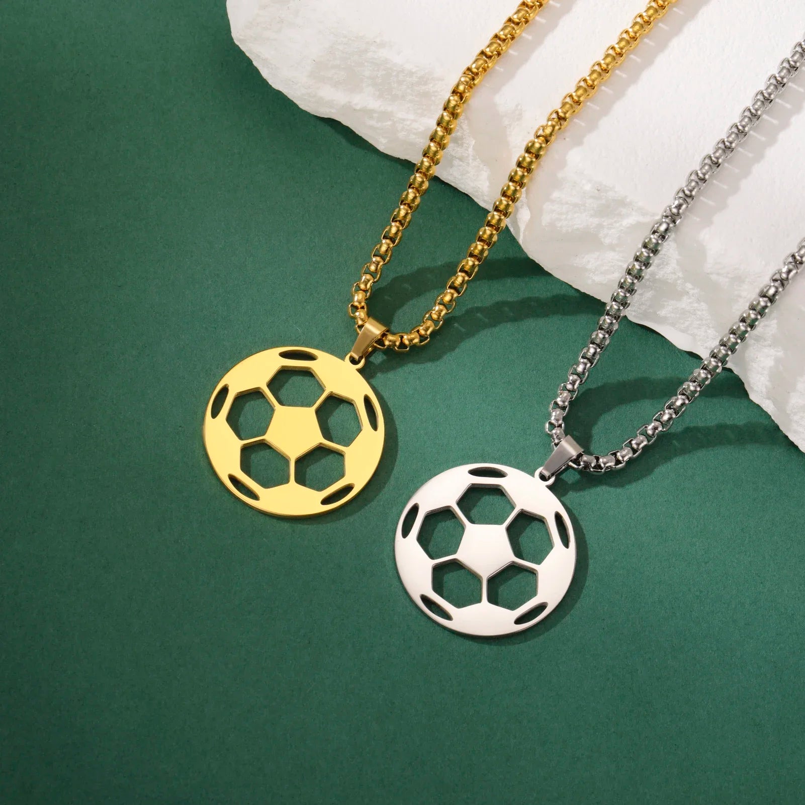Skyrim Soccer Pendant Necklace for Men Stainless Steel Long Box Chain Fashion Cool Sports Ball Jewelry Gift Wholesale 2026