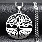 Tree of Life Black Chain Necklace — Stainless Steel