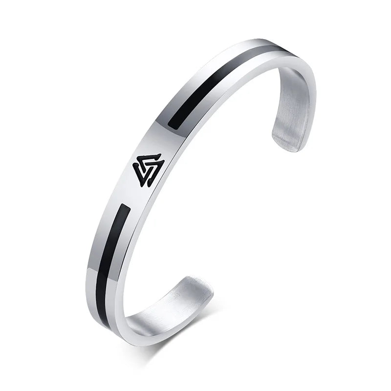 Viking Cuff Bangle Bracelet — Stainless Steel