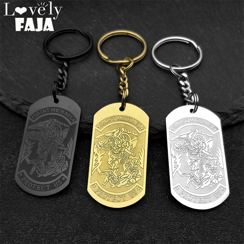 Key Gold Pendant Saint Michael Protect Archangel