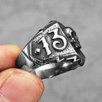 Lucky 13 Skull Ring Black — Stainless Steel