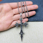 Double Sided Cross Pendant Necklace — Stainless Steel