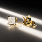 Gold Iced Out Square Zirconia Earrings Statement