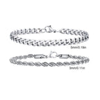 Rope Cuban Chain Bracelet 2pcs — Two-Tone