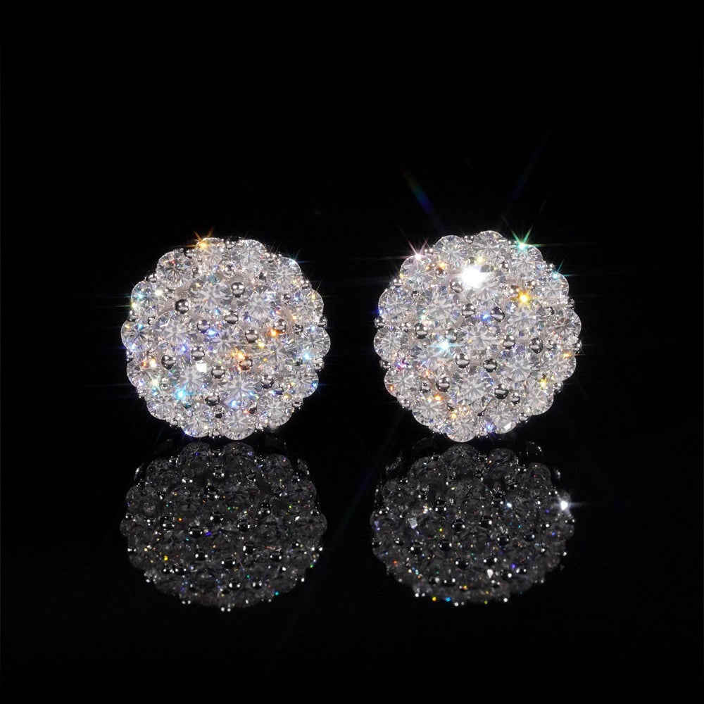 Full Moissanite D Color Women's Men Hip-hop Earrings 925 Sterling Silver Screw Ear Stud High Quality Fine Jewelry for Women Gift