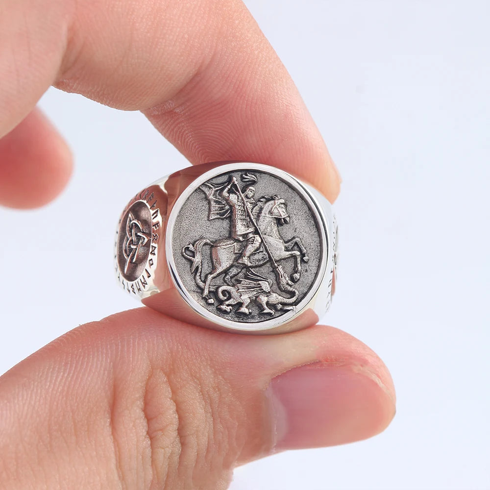 St. George Dragon Ring — 925 Silver