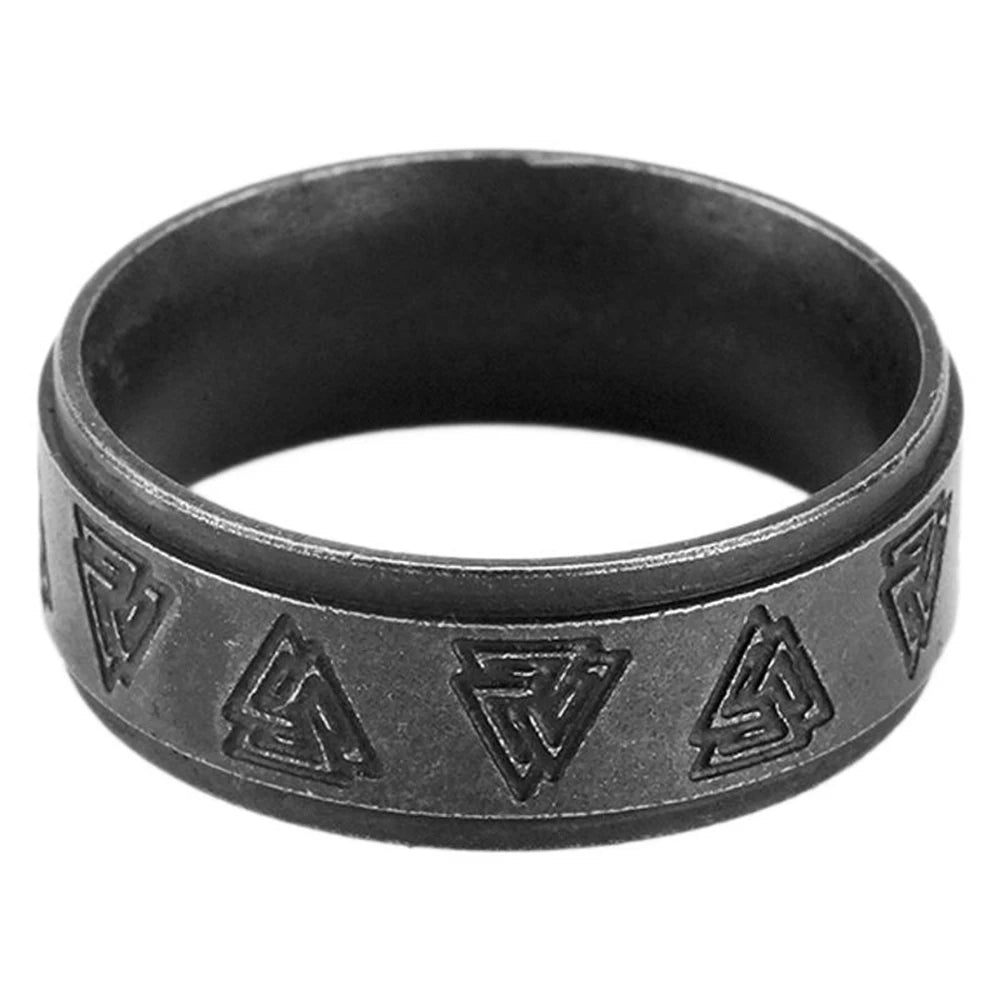 Viking Valknut Ring for Men — Antique Black Stainless Steel