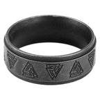 Viking Valknut Ring for Men — Antique Black Stainless Steel