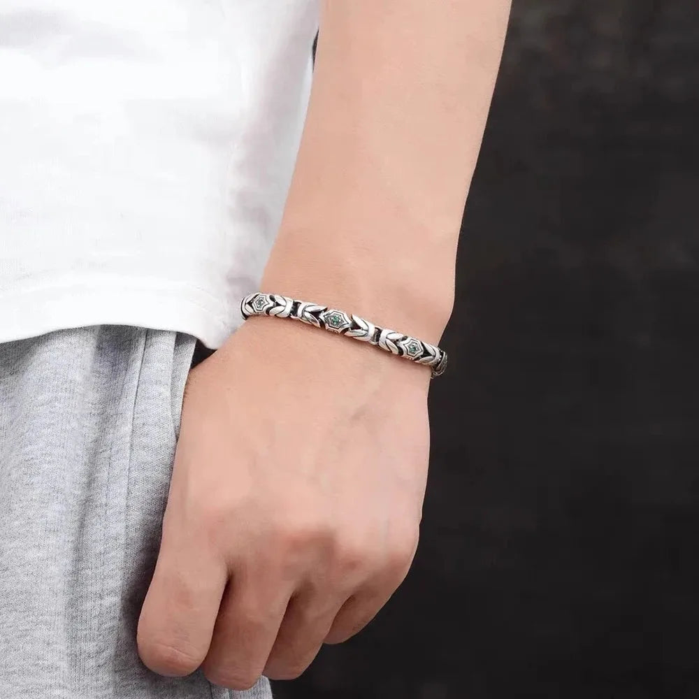 Vintage Byzantine Chain Choker Necklace & Bracelet — Silver-Tone