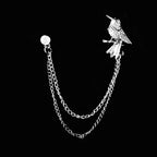 Vintage Double Chain Tassel Brooch — Lapel Pin Suit Badge