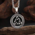 Witch Knot Necklace Celtic Knot Pendant Stainless Steel Amulet Triskelion Ankh Cross Pentagon Jewelry Birthday Gift for Women