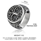 Viking Tree Of Life Ring 316L Stainless Steel Distressed Grey Norse Mythology Symbol Retro Hip Hop Men Hand Jewelry For Male Hot