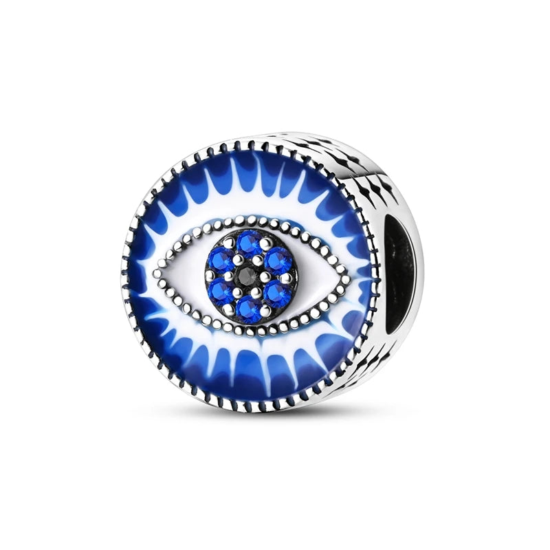 Devil's Eye Cross Charm Pendant — Silver