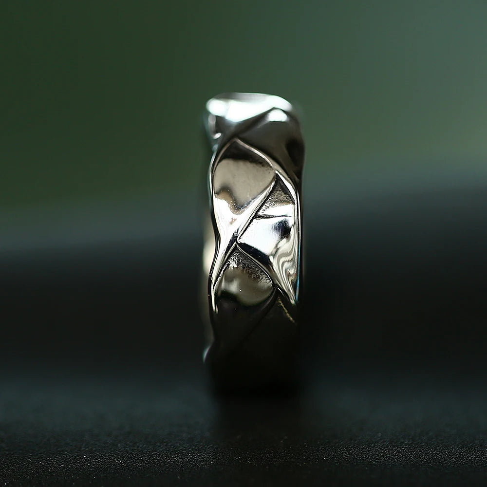 Fashion Punk Geometric Rhombus Rings Stainless Steel Hip Hop Rock Simple Ring For Men Women Trendy Jewelry Gift