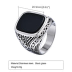 Onyx Stone Signet Pinky Ring — Stainless Steel
