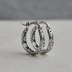 Gothic Spiked Hoop Earrings Small Textured Huggie — Two-Tone