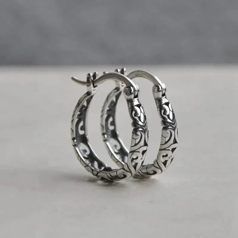 Gothic Spiked Hoop Earrings Small Textured Huggie — Two-Tone