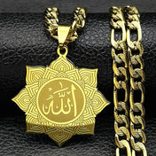 Mandala Flower Allah Pendant Necklace for Men — Stainless Steel