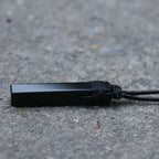 Unisex Natural Black Obsidian Rectangle Pendant Necklace Simple Black Wax Rope Adjustable Length Suitable for Men And Women Idea