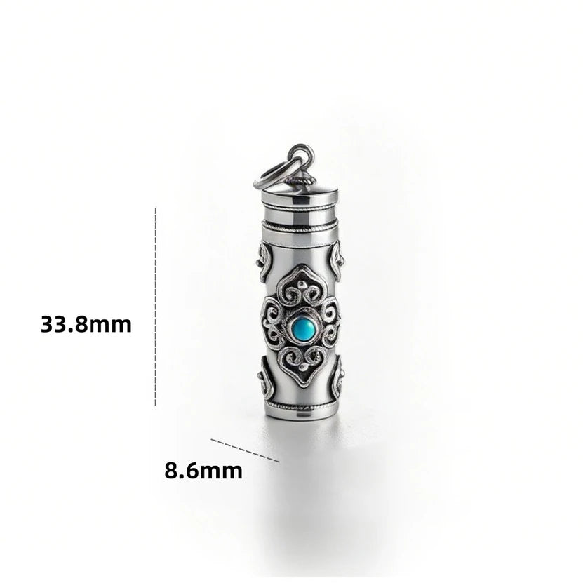 Ethnic Style Relief Vajra Pestle Necklace For Men Jewelry Blessing Gau Buddhist Scripture Box Pendant Male Choker