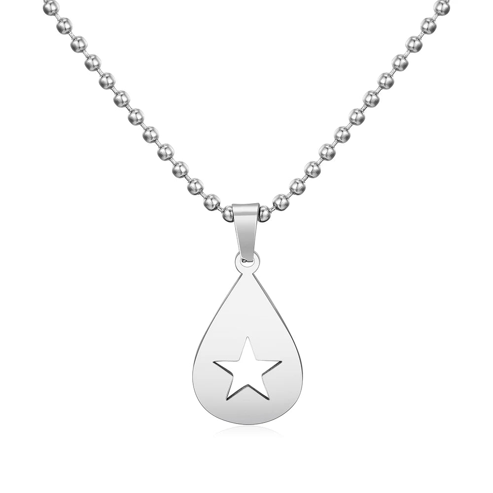 Hollow Pentagram Pendant Necklace — Stainless Steel