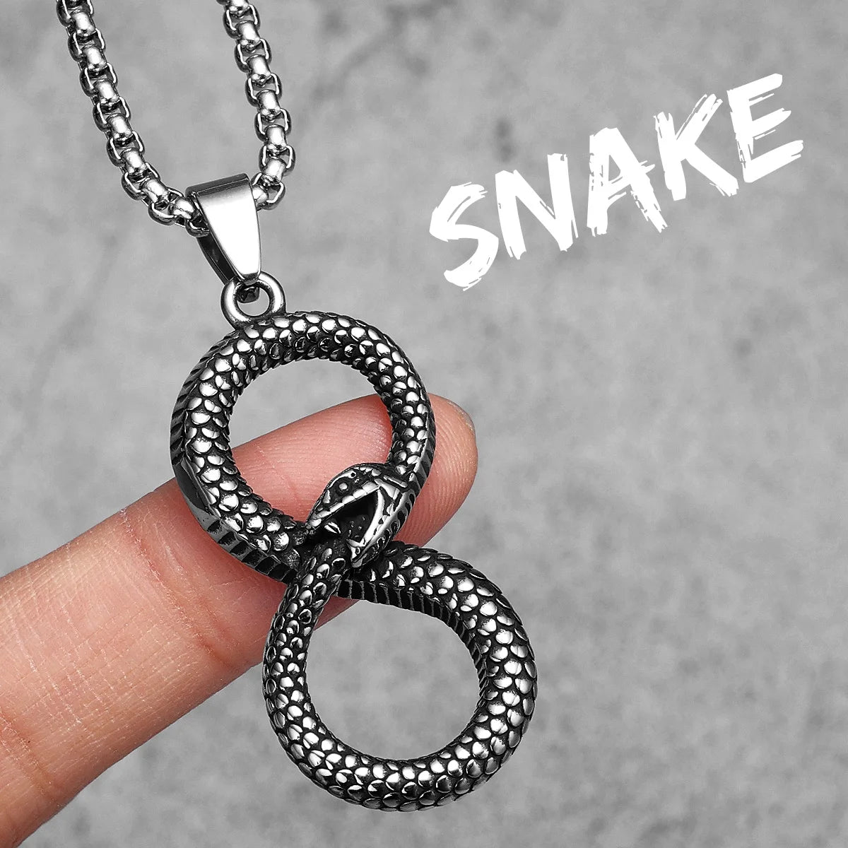 Ouroboros Eight Snake Men Necklaces with Pendant Stainless Steel Jewelry for Male Women Punk Hip Hop Accessories Gifts