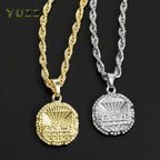 Hip Hop Round Medallion Last Supper Pendant Necklace With 4MM Rope Chain Fashion Necklaces for Men and Women Rock Rapper Jewelry