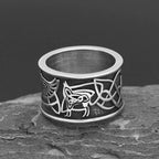Norse Wolf Ring — Stainless Steel Knot Detail