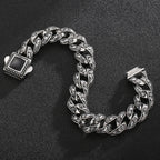 Polished Brushed Stainless Steel Cuban Chain Bracelet for Men Black Gold Color Nickel-Free Jewelry18-24CM Length Gift