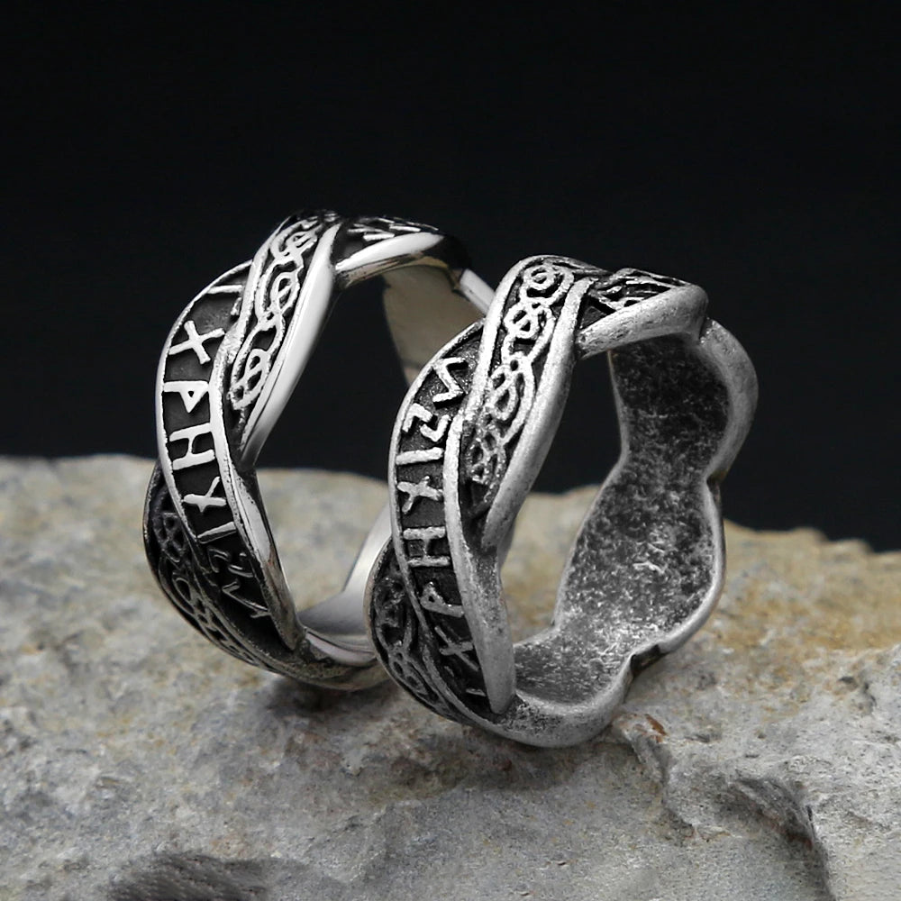 Odin Steel Ring Viking Letter Nordic Runes Punk