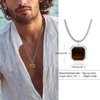 Tiger Eye Lapis Stone Pendant — Stainless