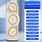 TINSOL New Portable USB Rechargeable Three-Head Fan – 360° Circulation, 5-Speed Wind, Dormitory and Outdoor Desktop Fan