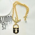 1PC Metal Alloy Pigeon Lock Pendant Necklace For Women Jewelry Fashion Sweater Chain Necklace Accessories